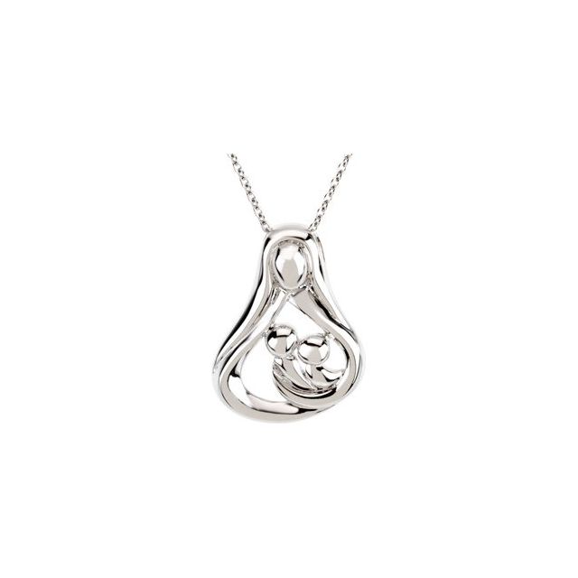 Sterling Silver 2 Child Mother's Embrace 18' Necklace