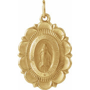 14k Yellow 22x16 Mm Oval Miraculous Medal