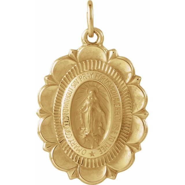 14k Yellow 22x16 Mm Oval Miraculous Medal