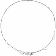 14K White 1 mm Adjustable Diamond-Cut Cable 6 1/2-7 1/2' Chain