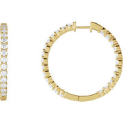 14K Yellow 4 CTW Natural Diamond Inside-Outside Hinged 36 mm Hoop Earrings