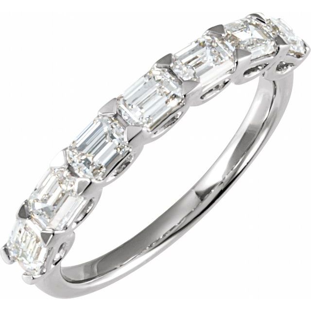 14k White 1 3/8 Ctw Lab-grown Diamond Matching Band