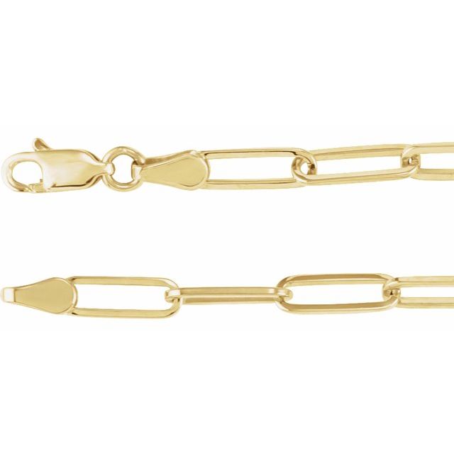 14K Yellow 3.85 mm Paperclip-Style 7' Chain