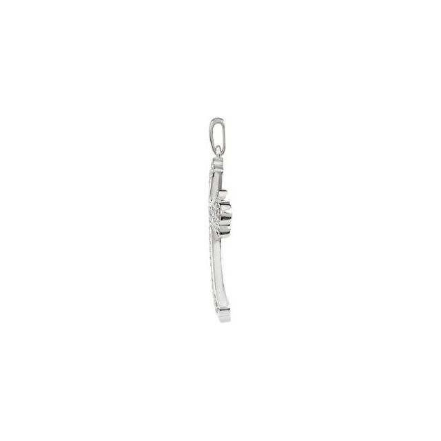 14K White 1/2 CTW Natural Diamond Micro Pavé Cross Pendant