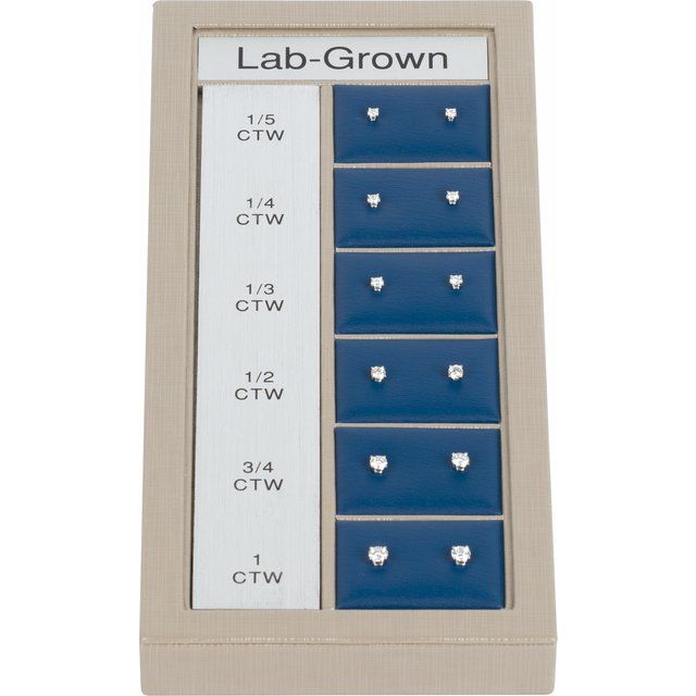 14k White 1/5-1 Ctw Lab-grown Diamond 4-prong Stud Selling System