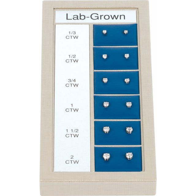 14k White 1/3-2 Ctw Lab-grown Diamond 4-prong Stud Selling System