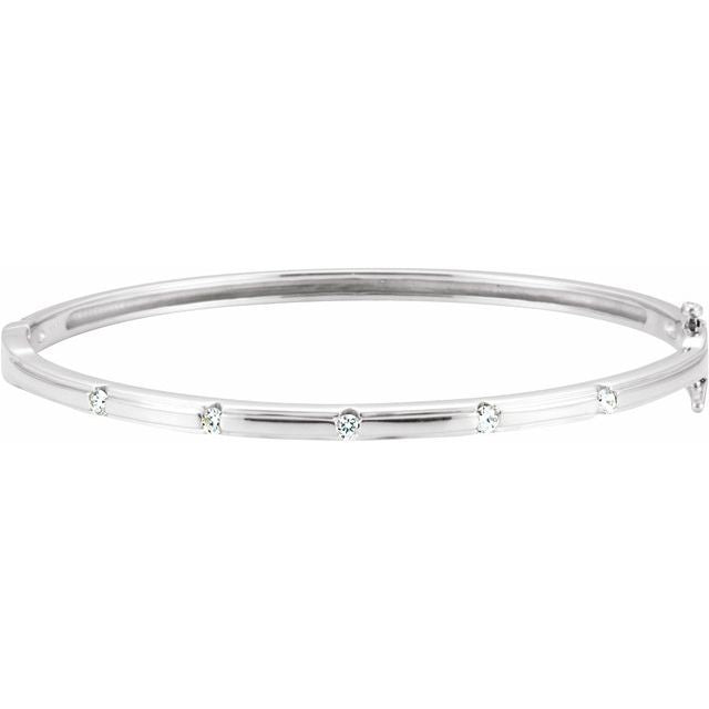 14K White 1/4 CTW Lab-Grown Diamond Bangle 6' Bracelet