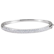 14k White 1 1/2 Ctw Natural Diamond Bangle 7' Bracelet