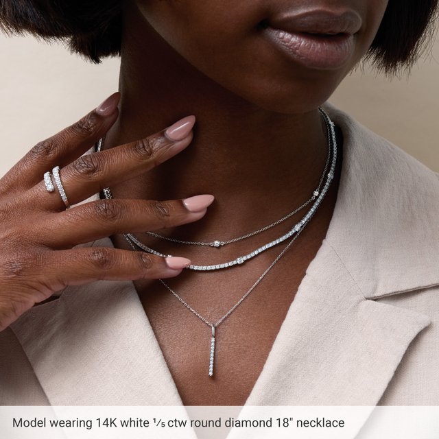 14k Rose 1/4 Ctw Lab-grown Diamond 5-station 18' Necklace