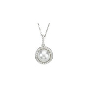 14K White Cultured White Freshwater Pearl & 1/3 CTW Natural Diamond 18' Necklace