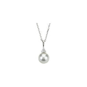 14K White Cultured White Freshwater Pearl & .06 CTW Natural Diamond 18' Necklace