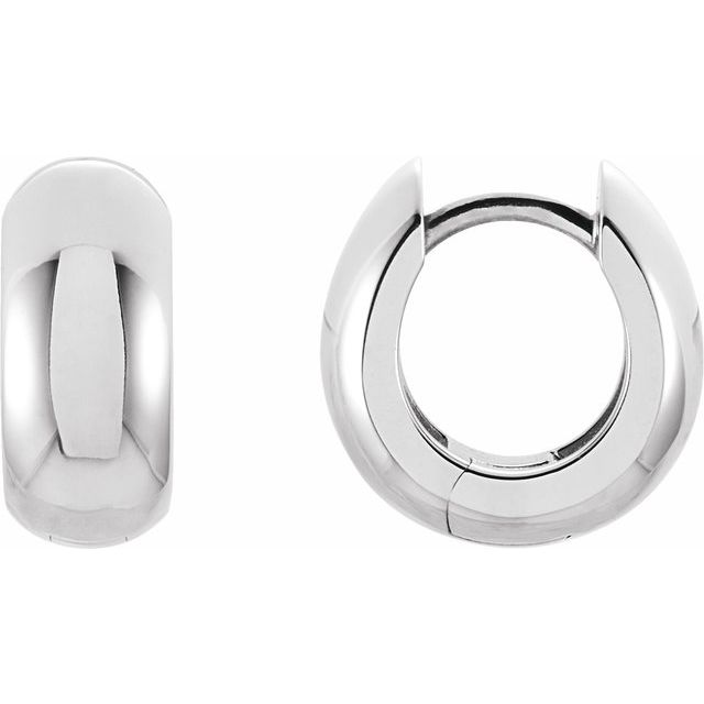 14k White Hinged Hoop Earrings