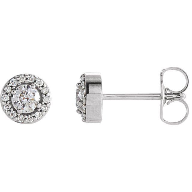 14K White 1/4 CTW Natural Diamond Halo-Style Earrings