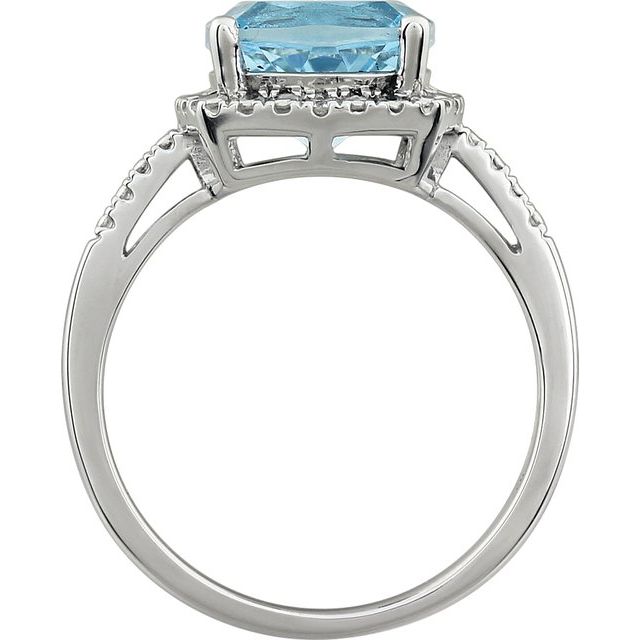 14K White Natural Sky Blue Topaz & .03 CTW Natural Diamond Ring