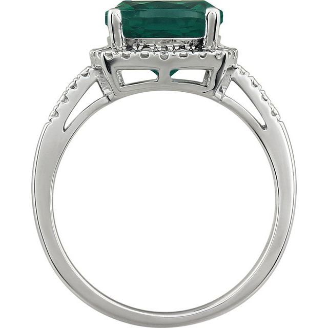 14K White Lab-Grown Emerald & .03 CTW Natural Diamond Ring