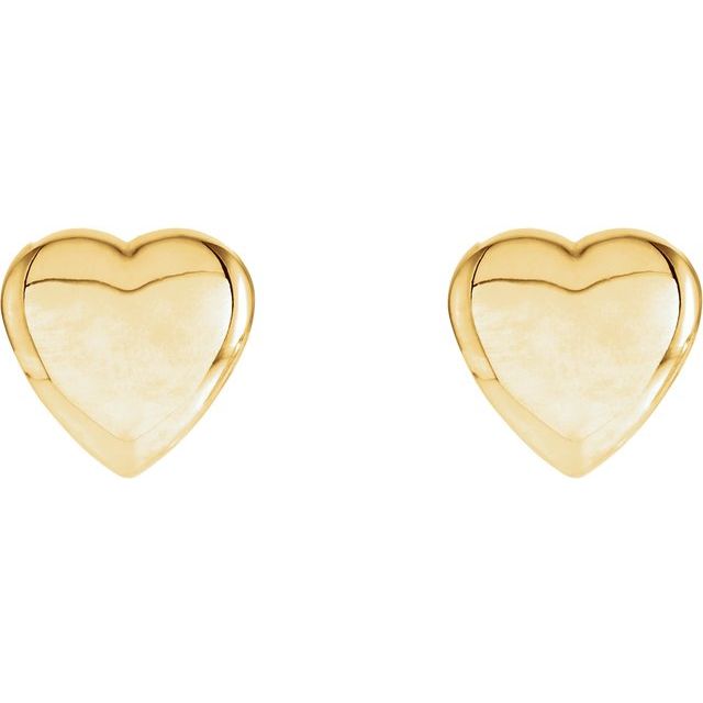 14K Yellow Heart Earrings