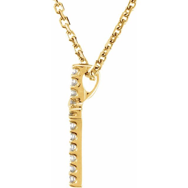 14K Yellow .06 CTW Natural Diamond Petite Cross 16' Necklace