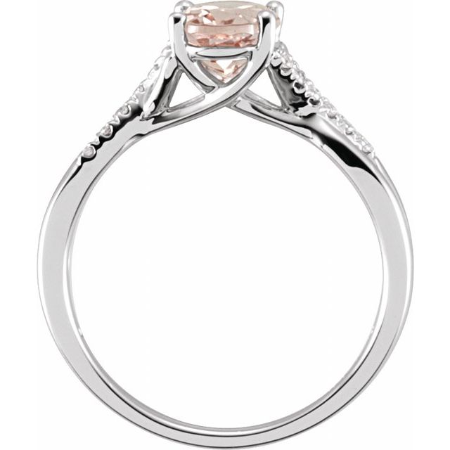 14K White Natural Pink Morganite & .06 CTW Natural Diamond Ring Size 7