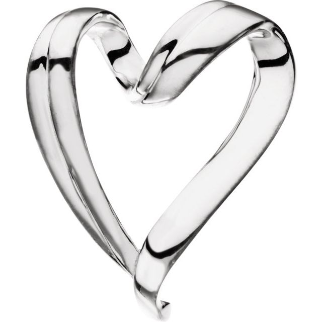 14K White Heart Slide Pendant