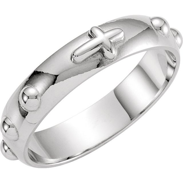 Sterling Silver 5 mm Rosary Ring Size 4