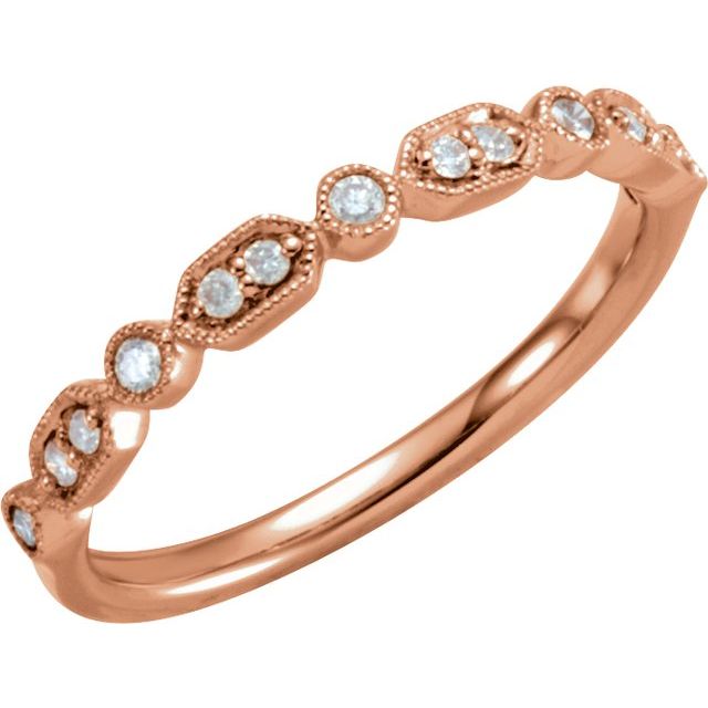 14K Rose 1/8 CTW Natural Diamond Stackable Ring