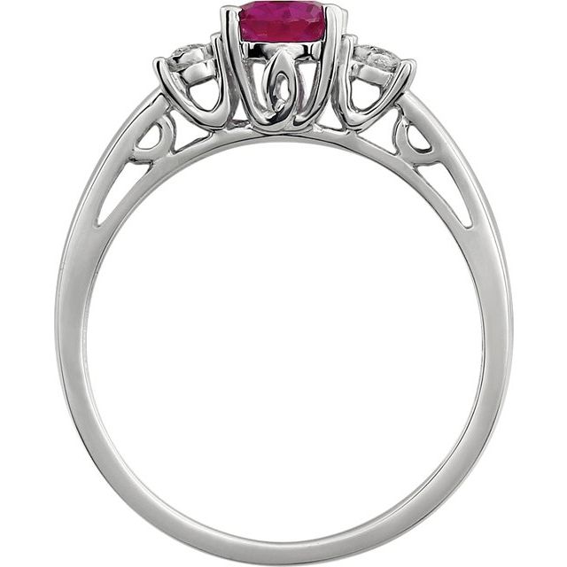 14K White Lab-Grown Ruby & .04 CTW Natural Diamond Ring