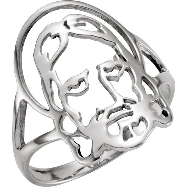 Sterling Silver Face of Jesus Ring