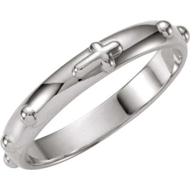 Sterling Silver 3.2 Mm Rosary Ring Size 10