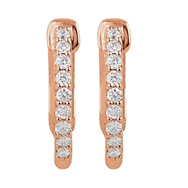 14K Rose 1/4 CTW Natural Diamond Inside-Outside 14.5 mm Hinged Hoop Earrings