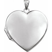 14K White Engravable Heart Locket