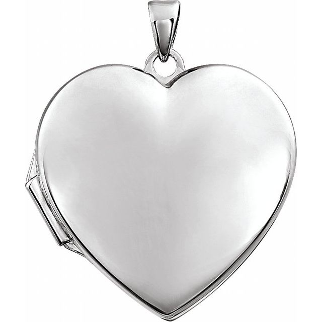 14K White Engravable Heart Locket