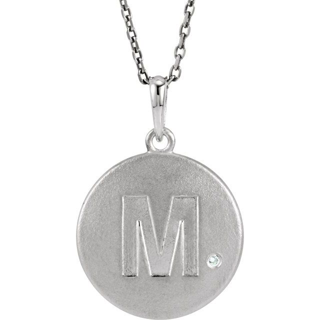Sterling Silver .005 CTW Diamond Initial M 18' Necklace