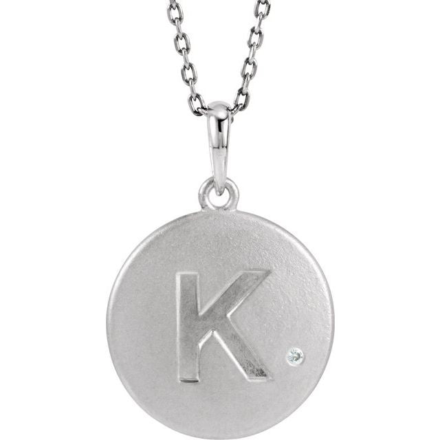 Sterling Silver .005 CTW Natural Diamond Initial K 18' Necklace