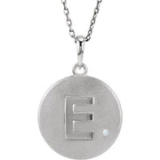 Sterling Silver .005 CT Natural Diamond Initial E 18' Necklace