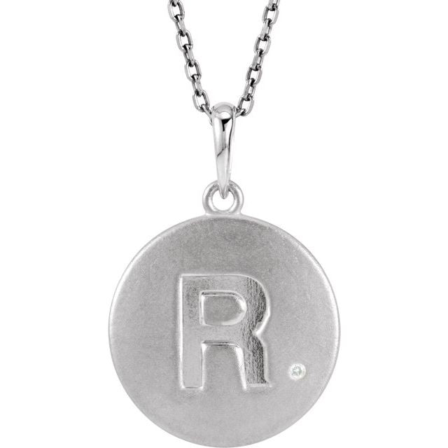 Sterling Silver .005 CTW Natural Diamond Initial R 18' Necklace