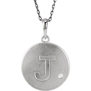 Sterling Silver .005 CTW Natural Diamond Initial J 18' Necklace