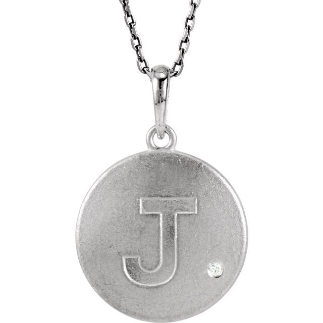 Sterling Silver .005 CTW Natural Diamond Initial J 18' Necklace