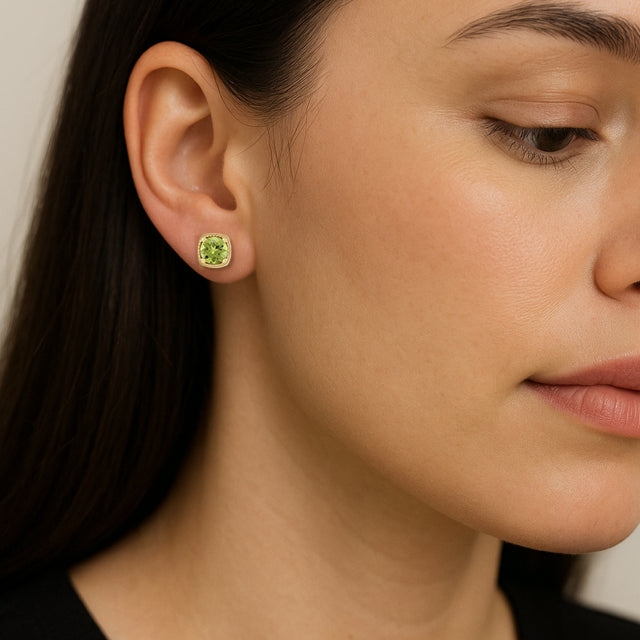 14K Yellow 5 mm Natural Peridot Earrings