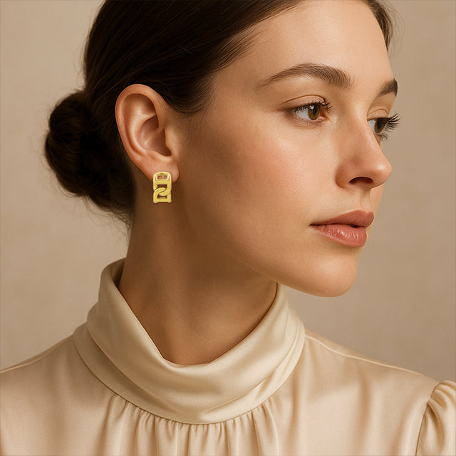 14K Yellow Electroform Anchor Chain 22 mm Hoop Earrings