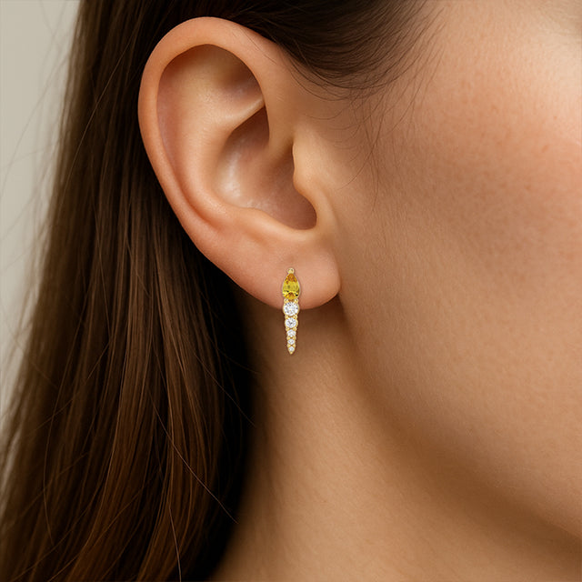 14K Yellow Natural Citrine & 1/4 CTW Natural Diamond Earrings