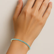 14K Yellow Natural Turquoise Line 7 1/2' Bracelet
