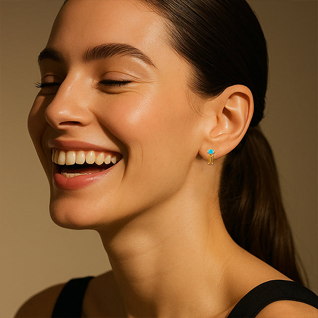14K Yellow Natural Turquoise & Natural Citrine Earrings
