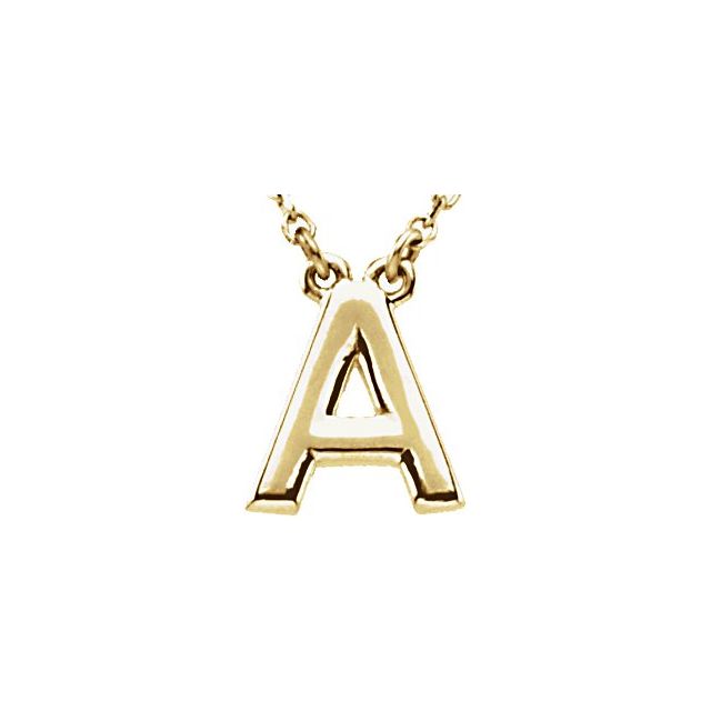 14K Yellow Block Initial A 16' Necklace