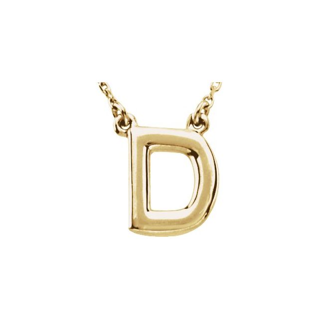 14K Yellow Block Initial D 16' Necklace