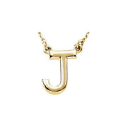 14K Yellow Block Initial J 16' Necklace