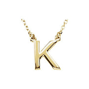 14K Yellow Block Initial K 16' Necklace