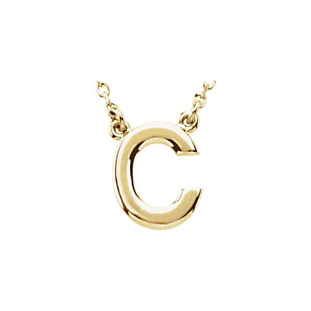 14K Yellow Block Initial C 16' Necklace
