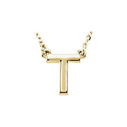 14K Yellow Block Initial T 16' Necklace