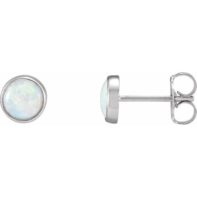 14K White Natural White Opal Earrings