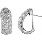 Sterling Silver Imitation White Cubic Zirconia J-Hoop Omega Earrings